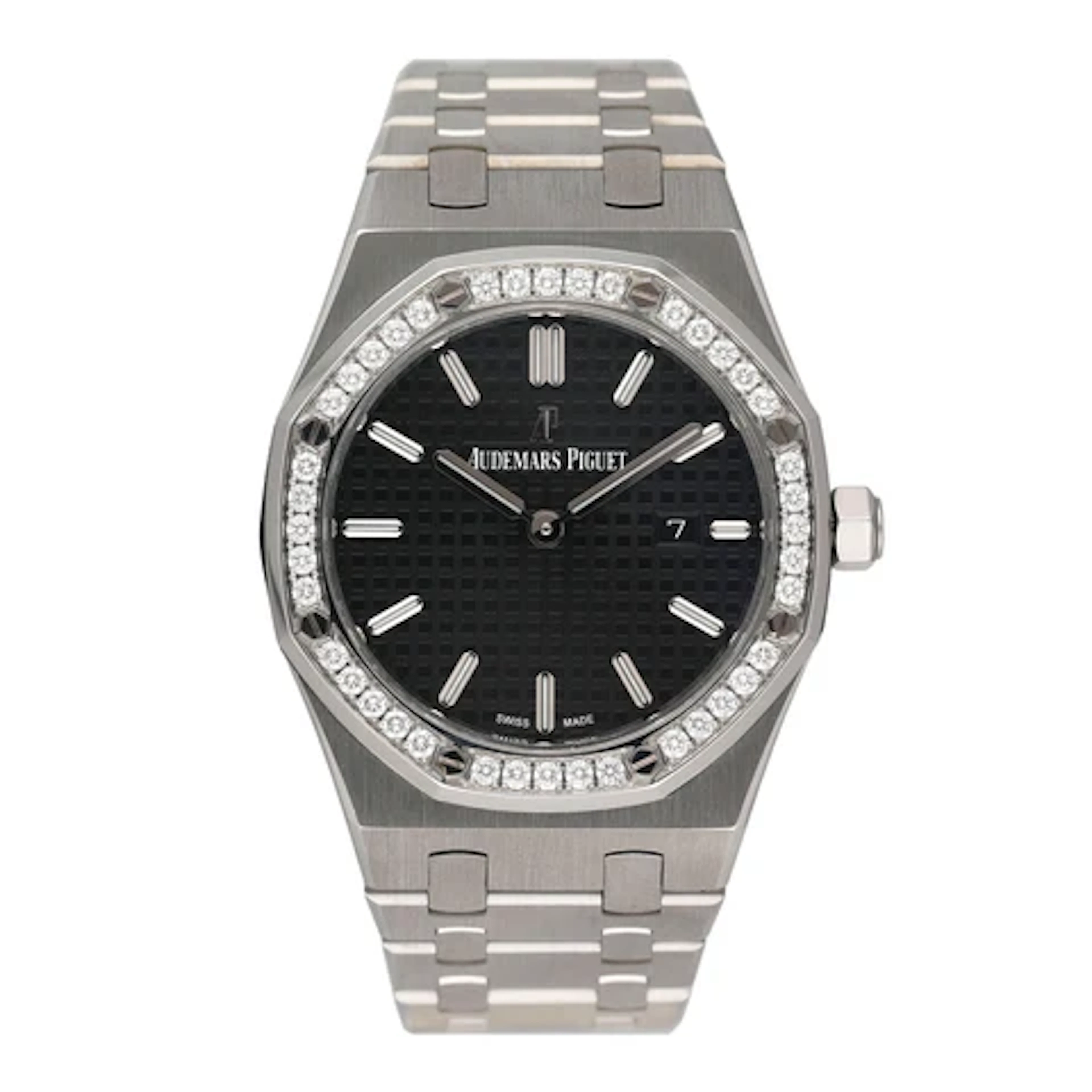 Audemars Piguet Royal Oak 67651ST Diamond Black Dial Ladies Watch