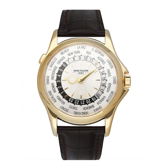 Patek Philippe World Time 5130J 18K Yellow Gold Mens Watch Box Papers