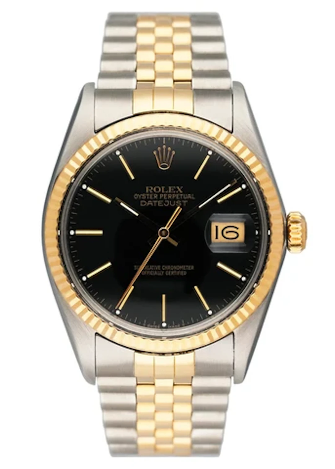 Rolex Datejust 16013 Black Dial Mens Watch Box Papers