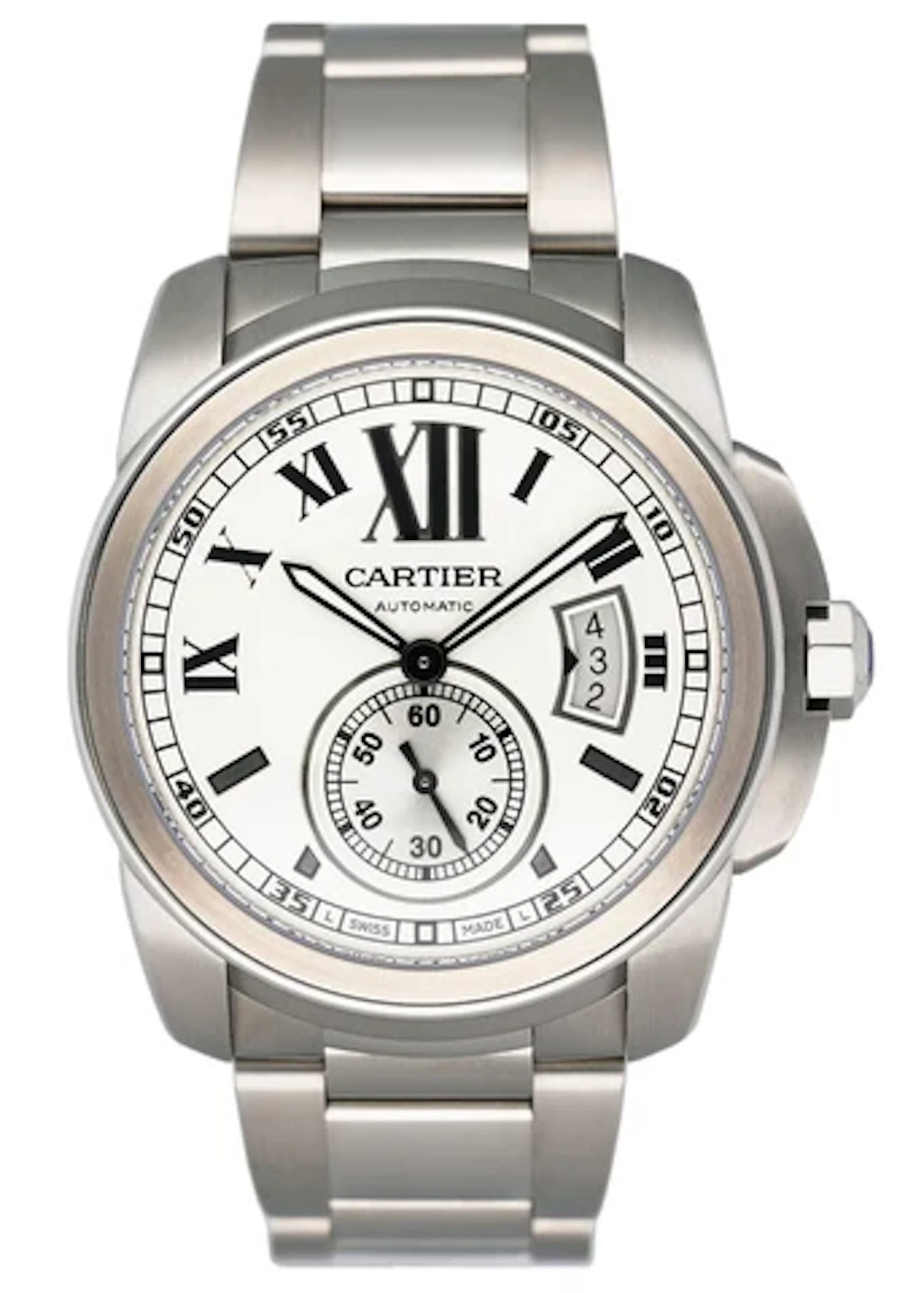 Cartier Calibre W7100015 Silver Dial Steel Mens Watch Box Papers