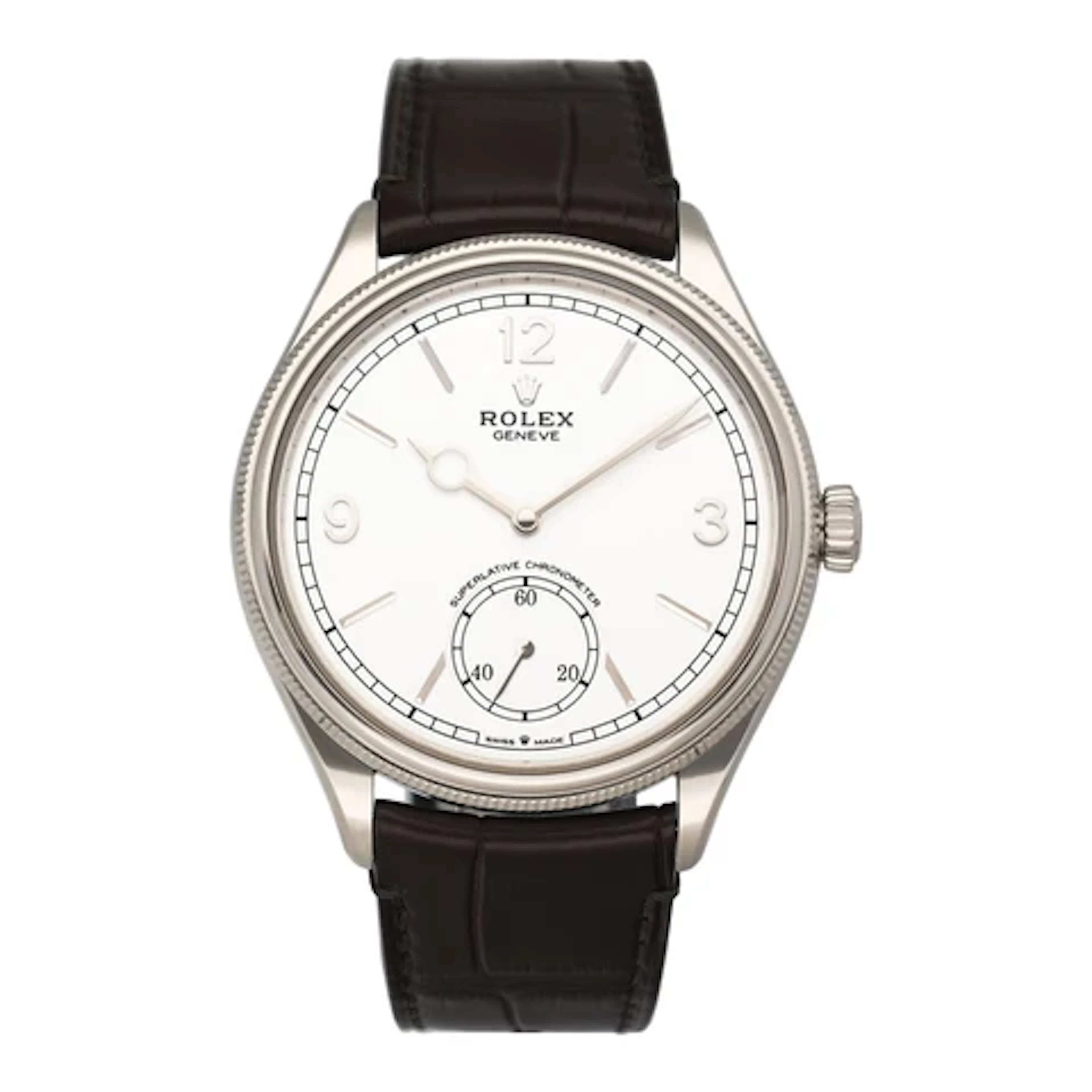 Rolex 1908 52509 Intense white Dial 18k white gold Mens Watch Box Papers
