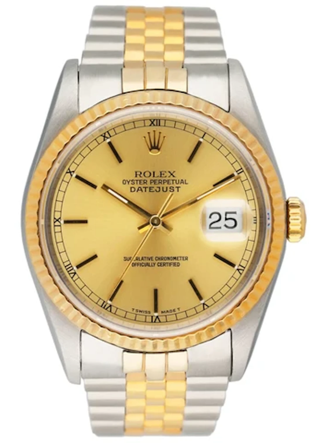 Rolex Datejust 16233 Champagne Dial Mens Watch