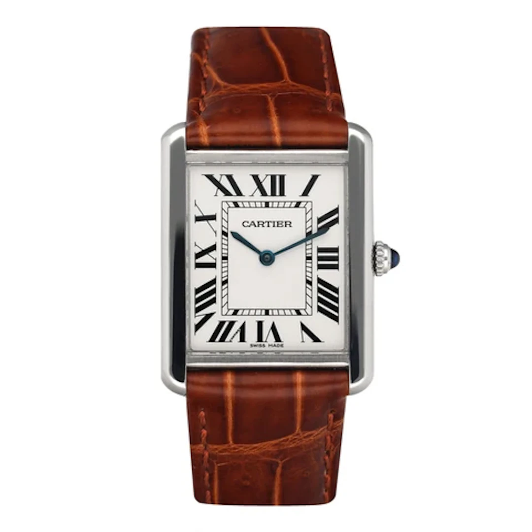 Cartier Tank Solo Large WSTA0028 Silver Dial Mens Watch Box Papers