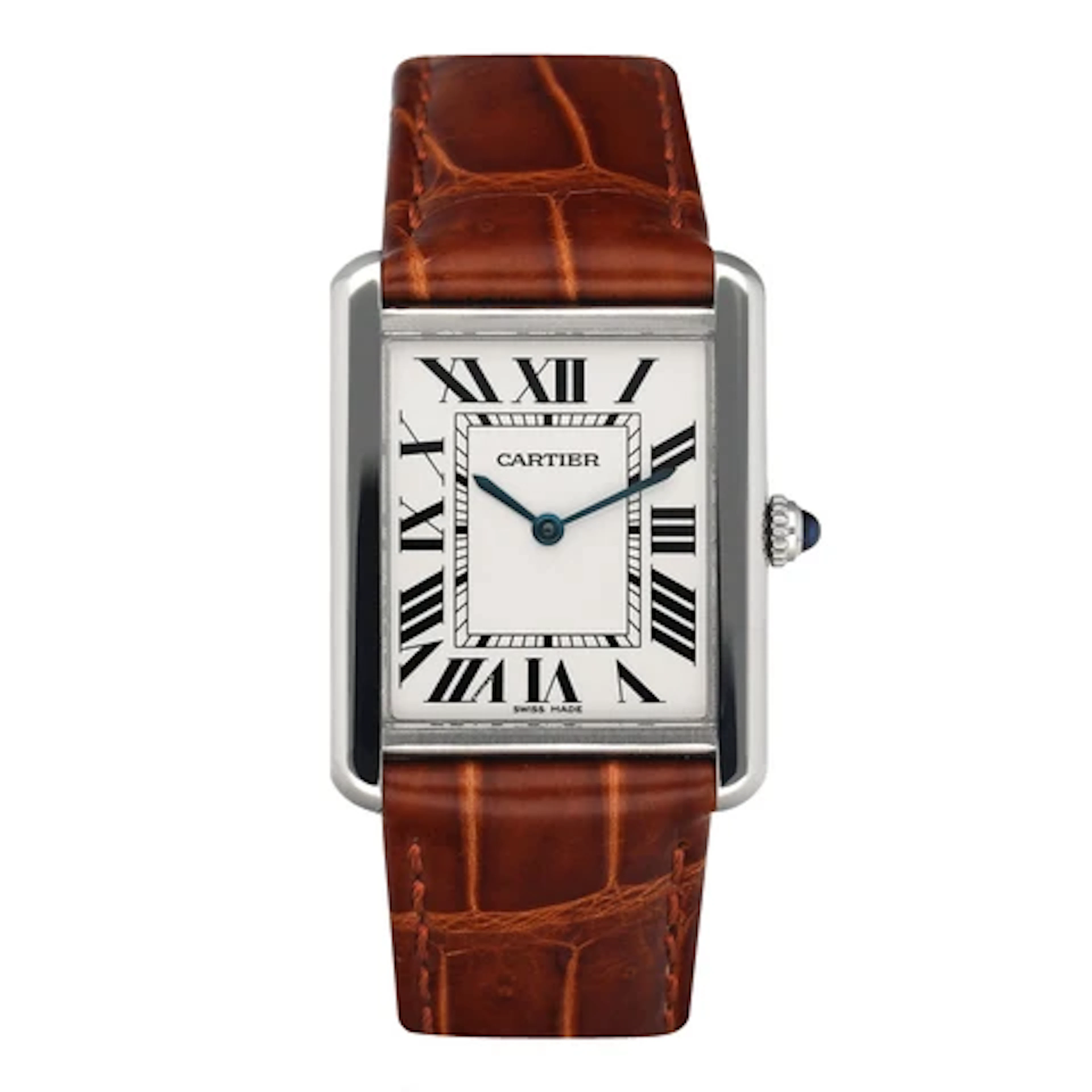 Cartier Tank Solo Large WSTA0028 Silver Dial Mens Watch Box Papers