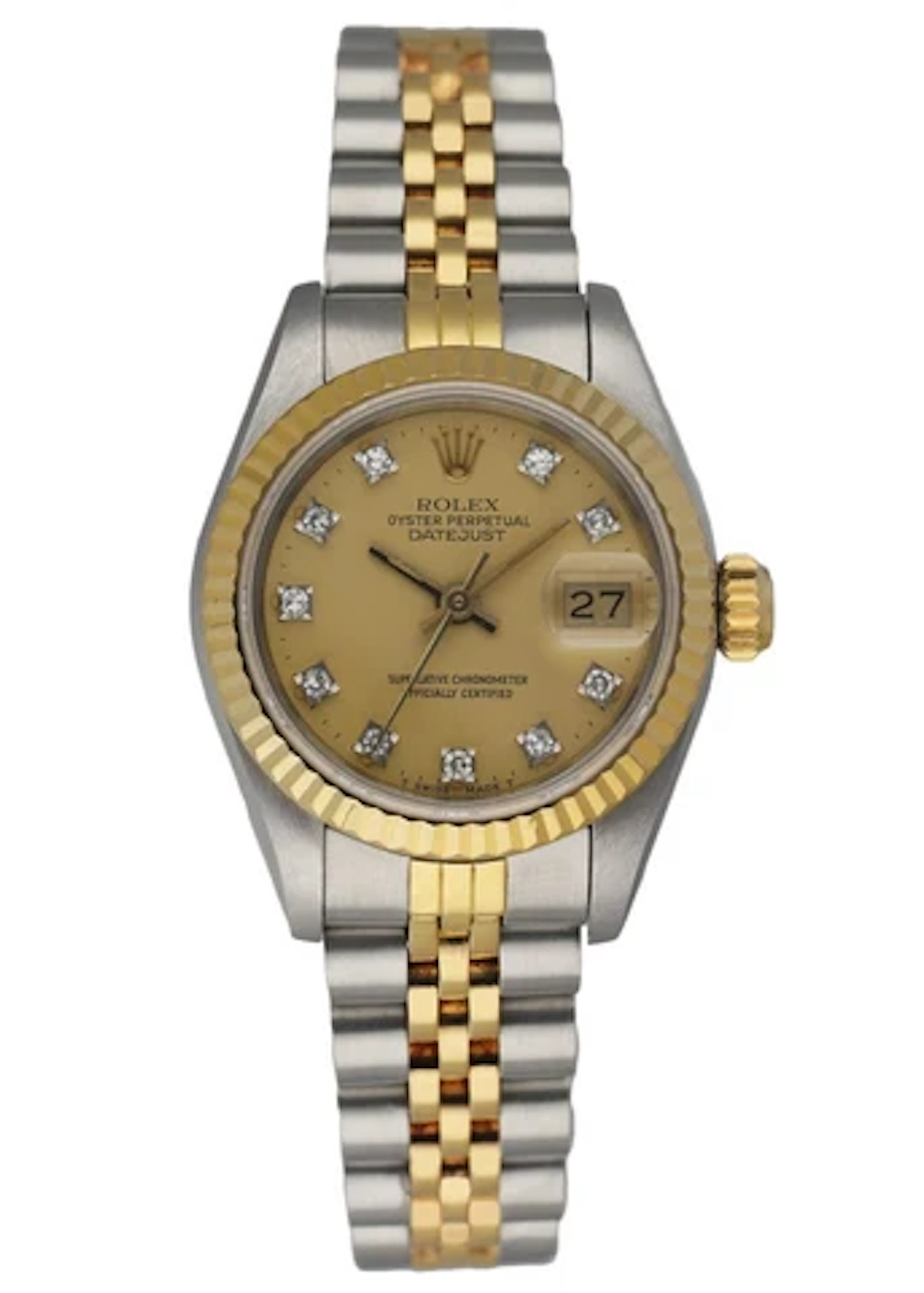 Rolex 69173 Stainless Steel & 18K Yellow Gold Diamond Dial Ladies Watch