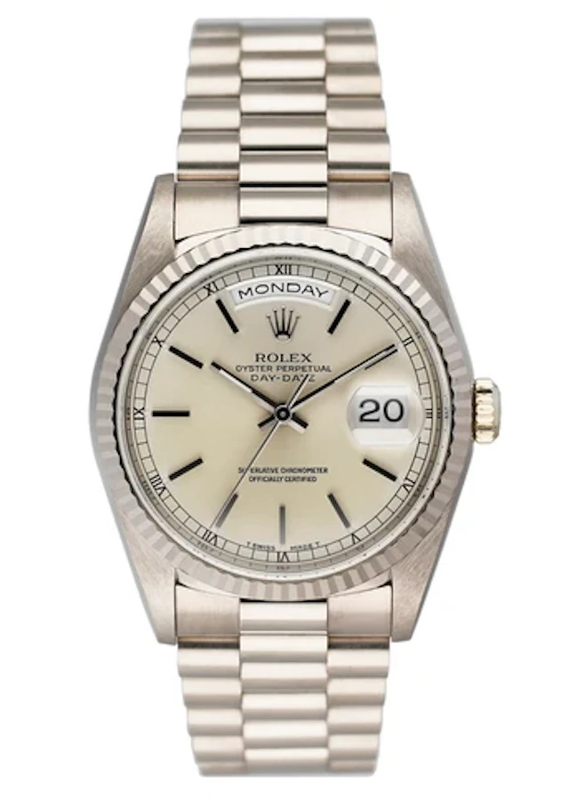 Rolex Day Date 18239 18K White Gold Mens Watch Box Papers