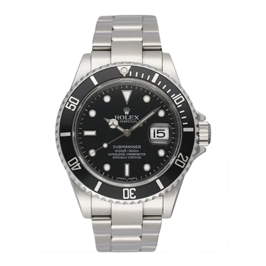Rolex Submariner Date 16610 Engraved Rehaut Mens Watch Box Papers
