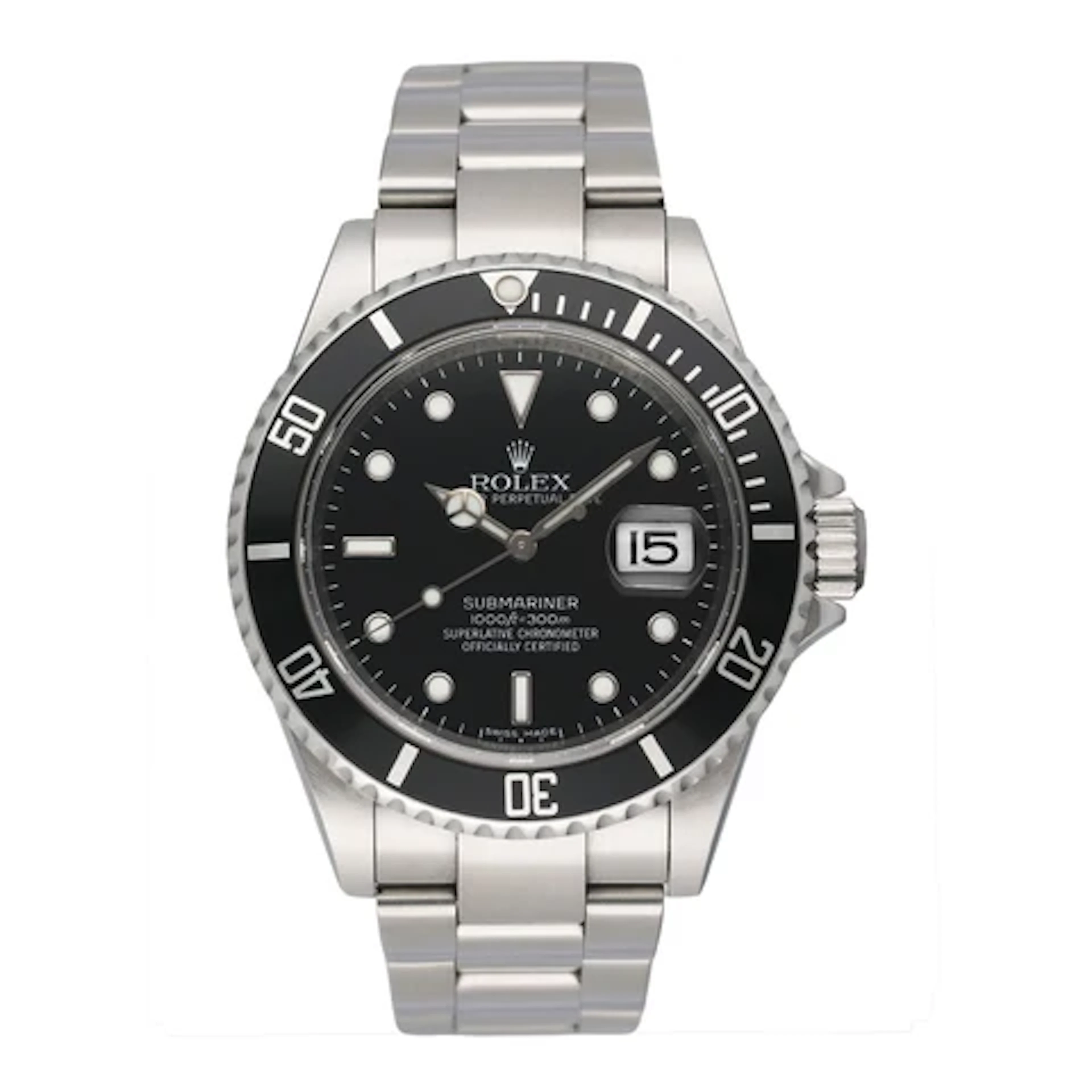 Rolex Submariner Date 16610 Engraved Rehaut Mens Watch Box Papers