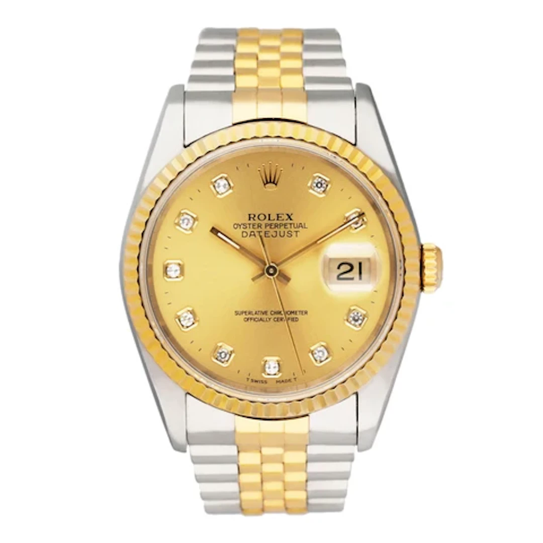 Rolex Datejust 16233 Diamond Dial Mens Watch Box Papers