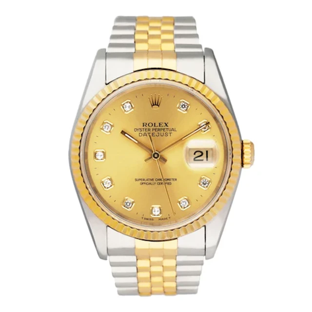 Rolex Datejust 16233 Diamond Dial Mens Watch Box Papers