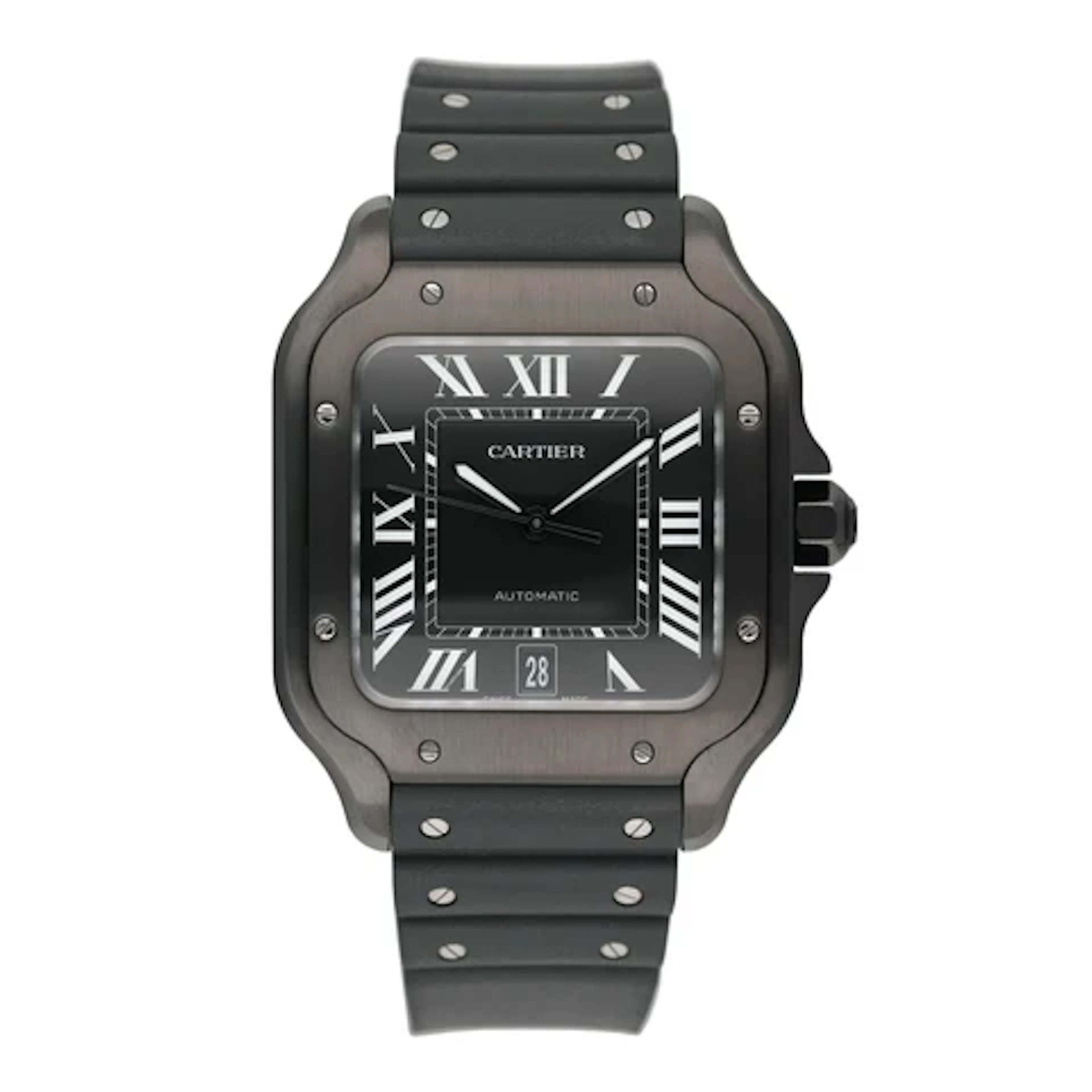 Cartier Santos WSSA0039 Large Black Dial Mens Watch Box Papers