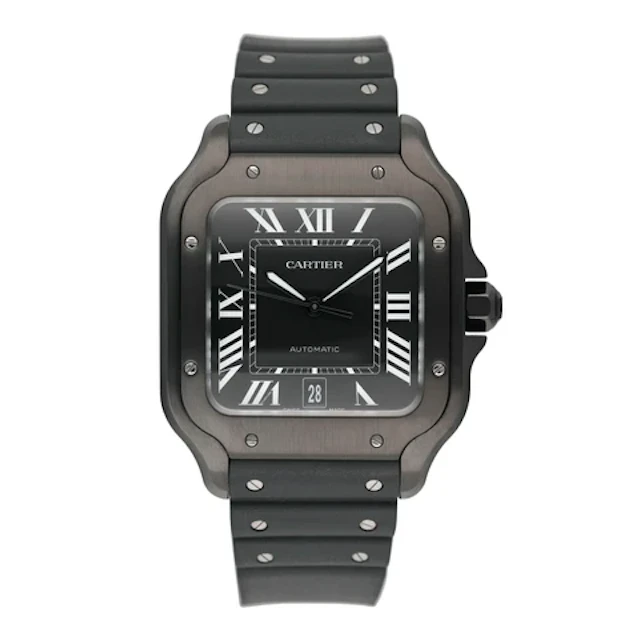 Cartier Santos WSSA0039 Large Black Dial Mens Watch Box Papers