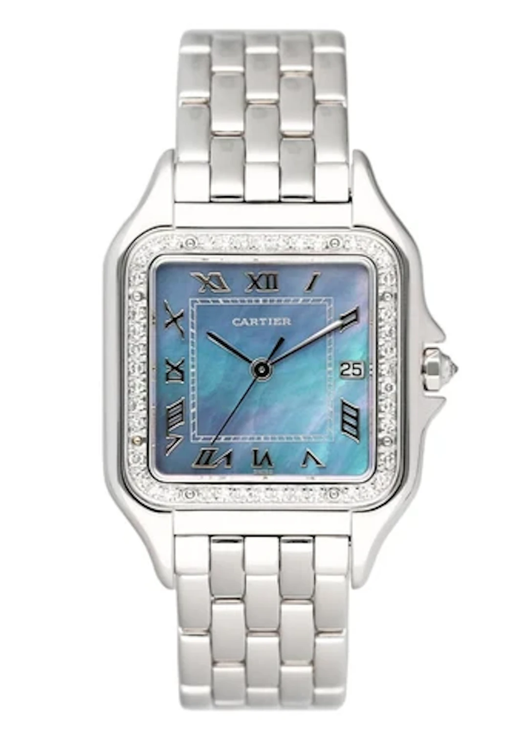 Cartier Panthere 1650 MOP White Gold Ladies Watch Box Papers