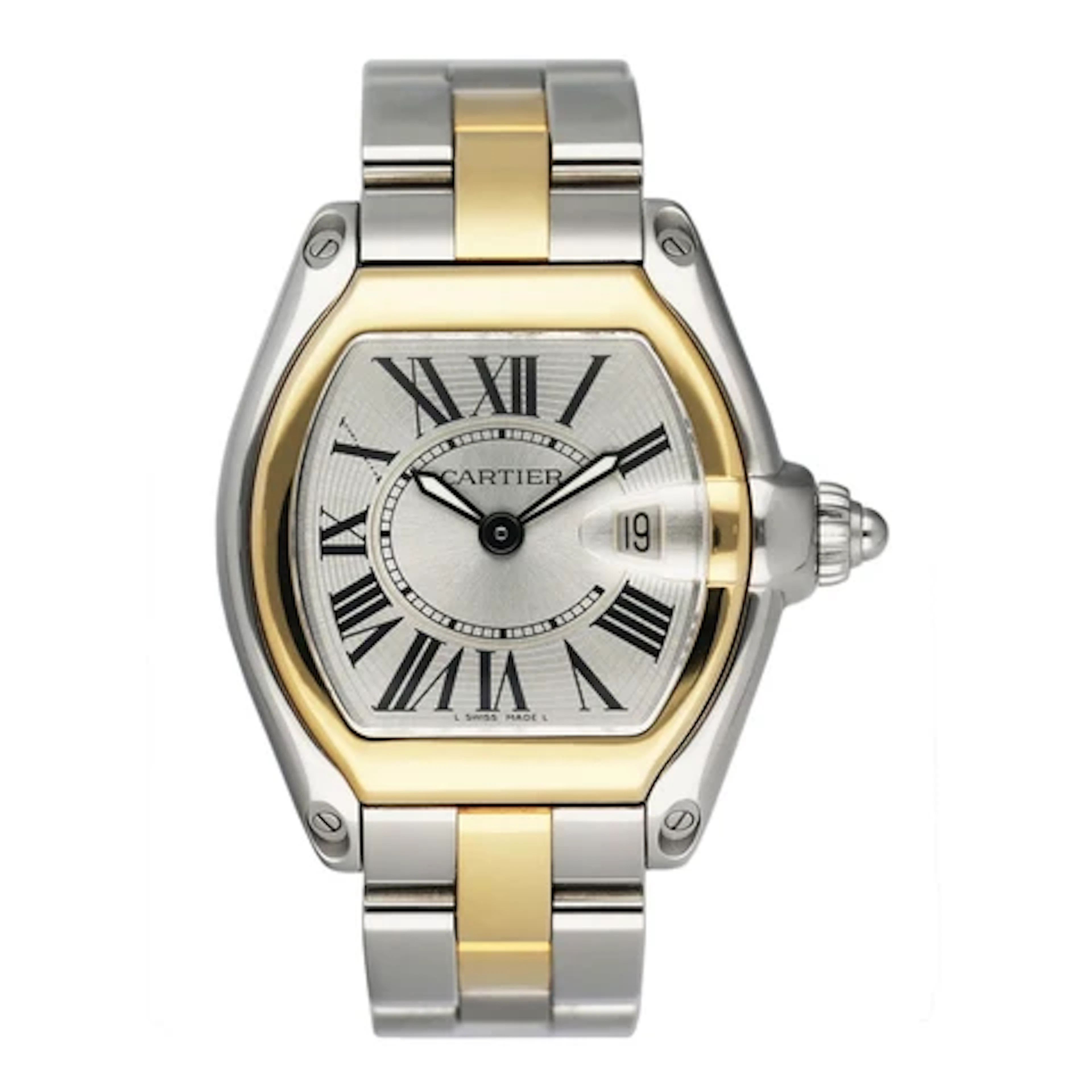 Cartier Roadster W62026Y4 Two Tone Yellow Gold Ladies Watch Box Papers