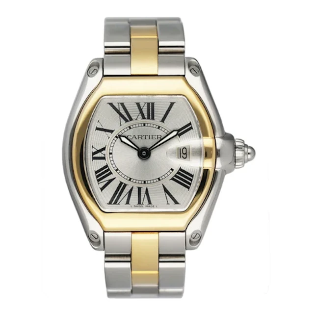 Cartier Roadster W62026Y4 Two Tone Yellow Gold Ladies Watch Box Papers