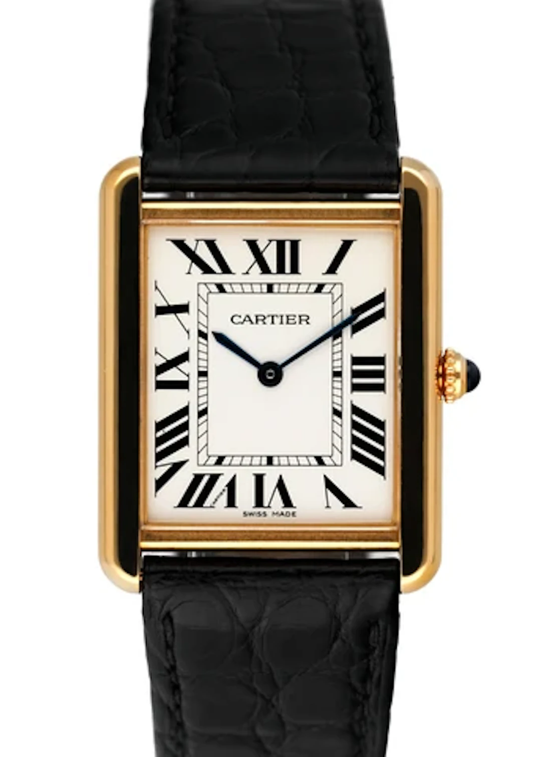 Cartier Tank Solo W5200004 18K Yellow Gold Mens Watch Box Papers