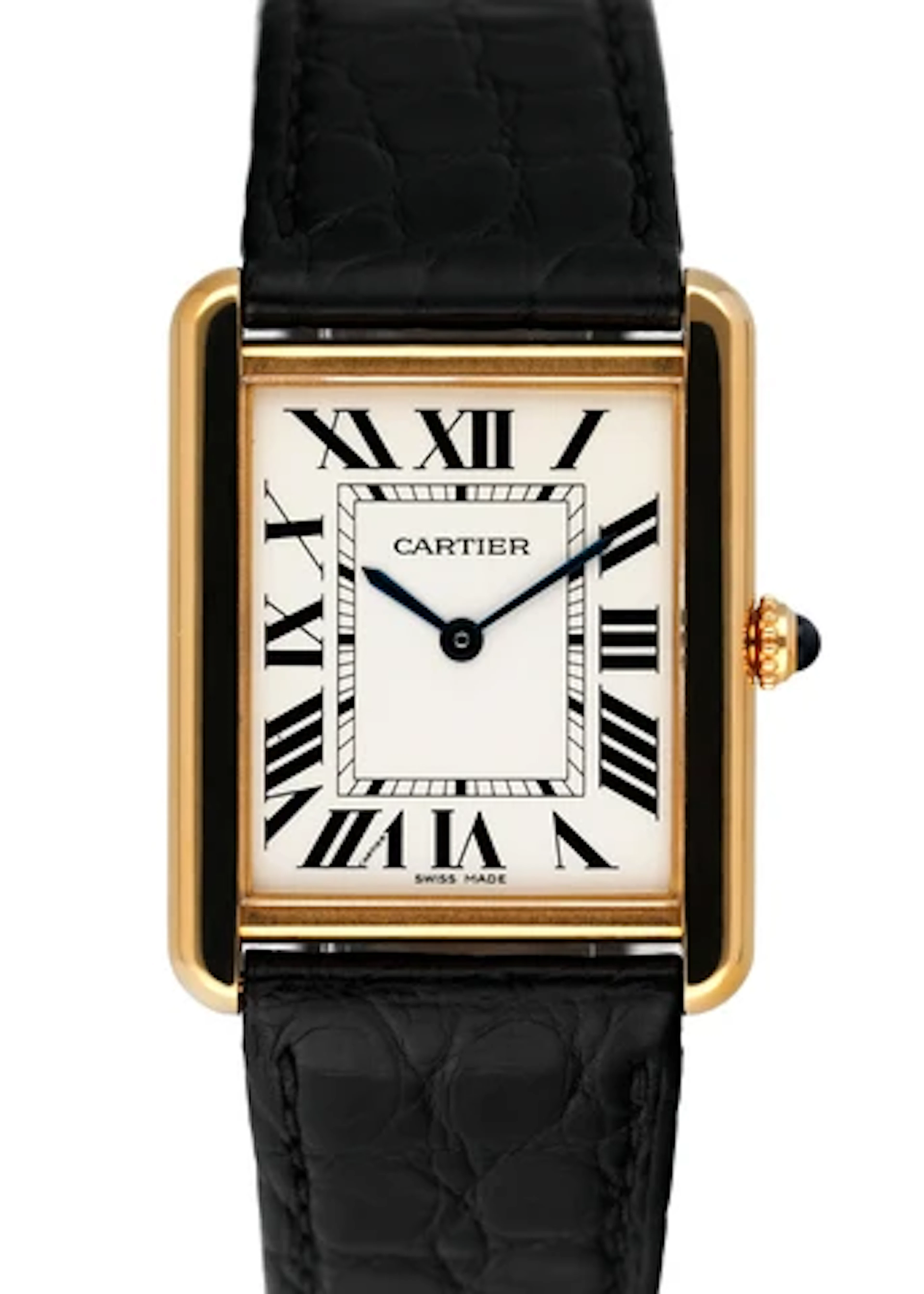 Cartier Tank Solo W5200004 18K Yellow Gold Mens Watch Box Papers