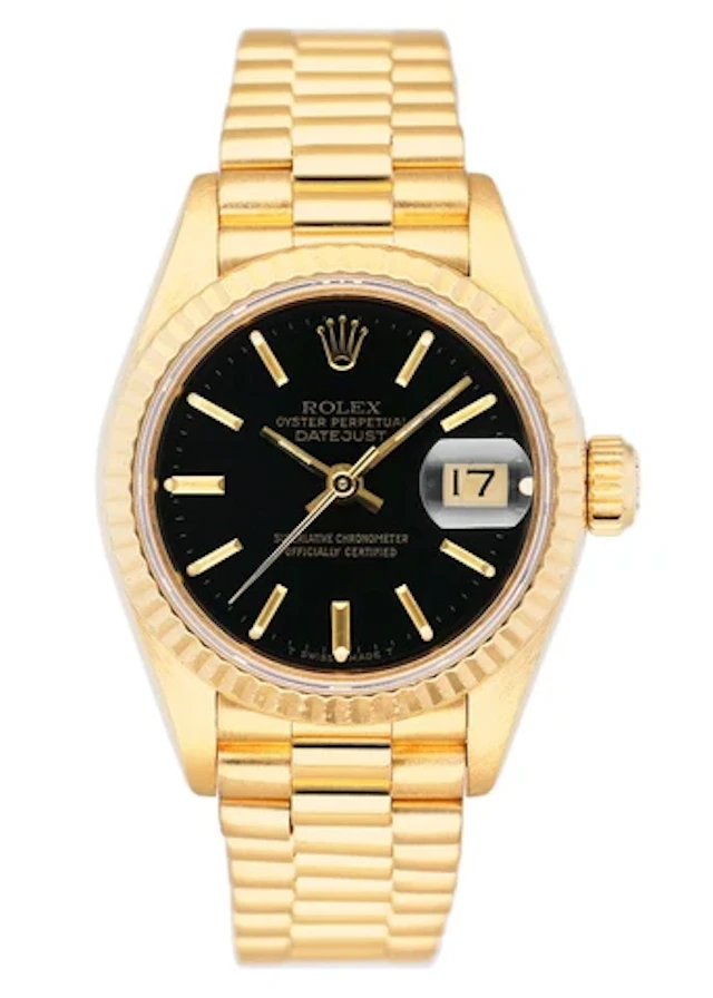 Rolex Datejust 69178 Black Dial 18K Yellow Gold Ladies Watch