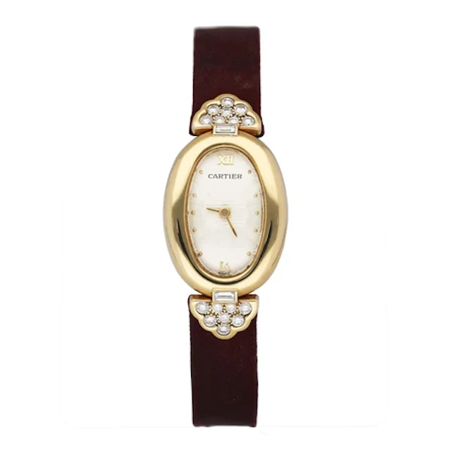 Cartier Baignoire Mini WB504331 / 1960 Diamond 18k Yellow Gold Ladies Watch