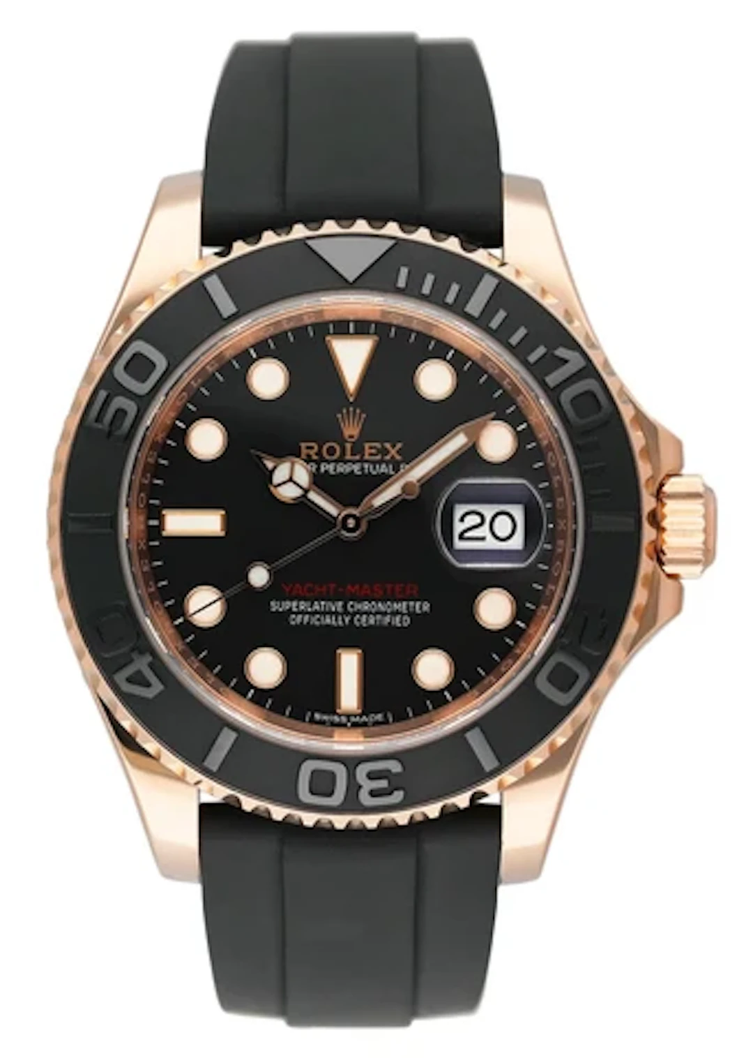 Rolex Yacht-Master 116655 Black Dial 18K Rose Gold Mens Watch