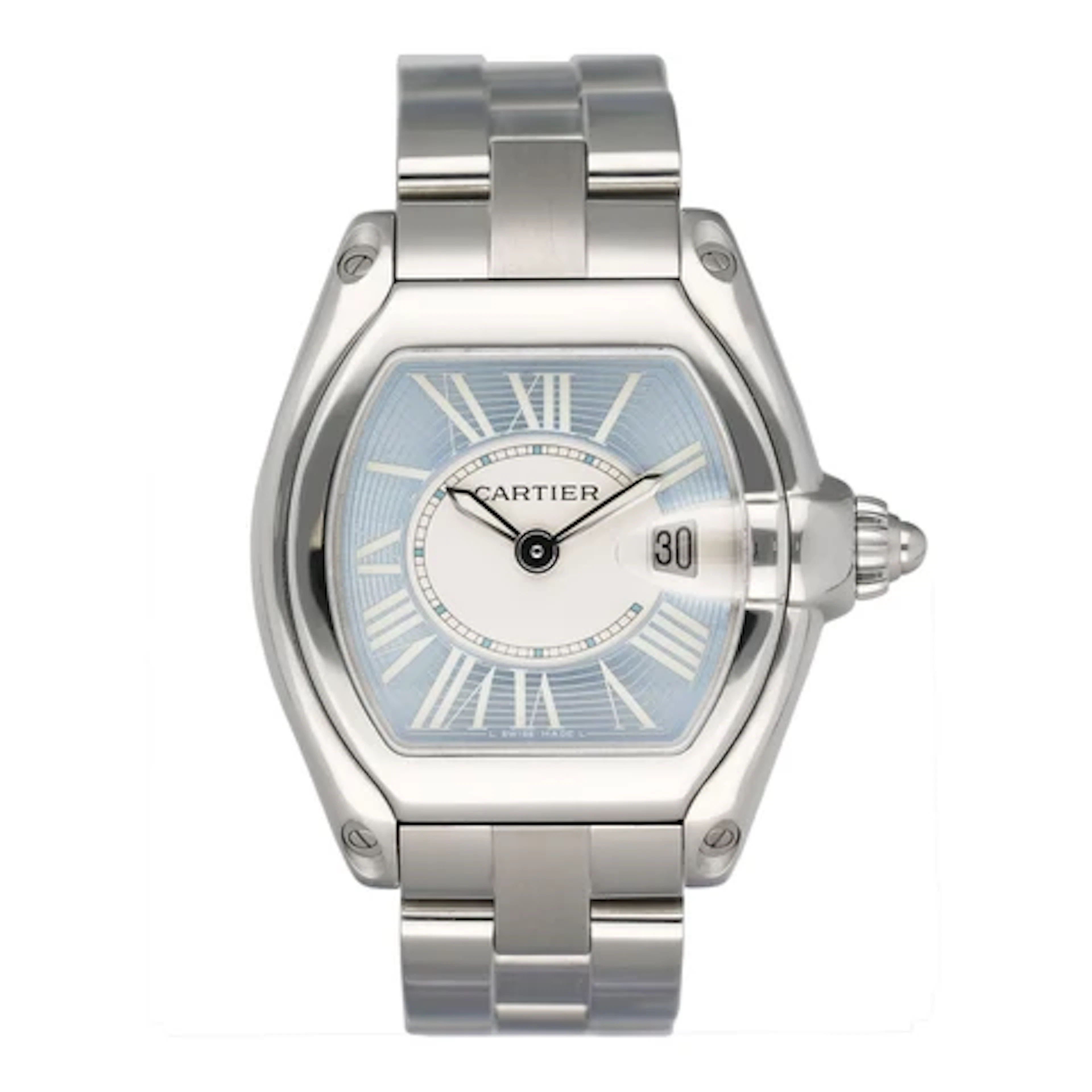 Cartier Roadster W62053V3 Blue Dial Two Tone Yellow Gold Ladies Watch