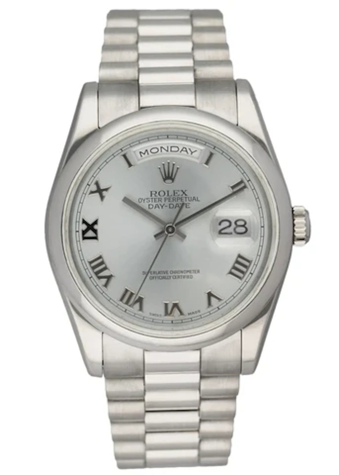 Rolex Day-Date 118206 Platinum Ice Blue Roman Dial Men's Watch