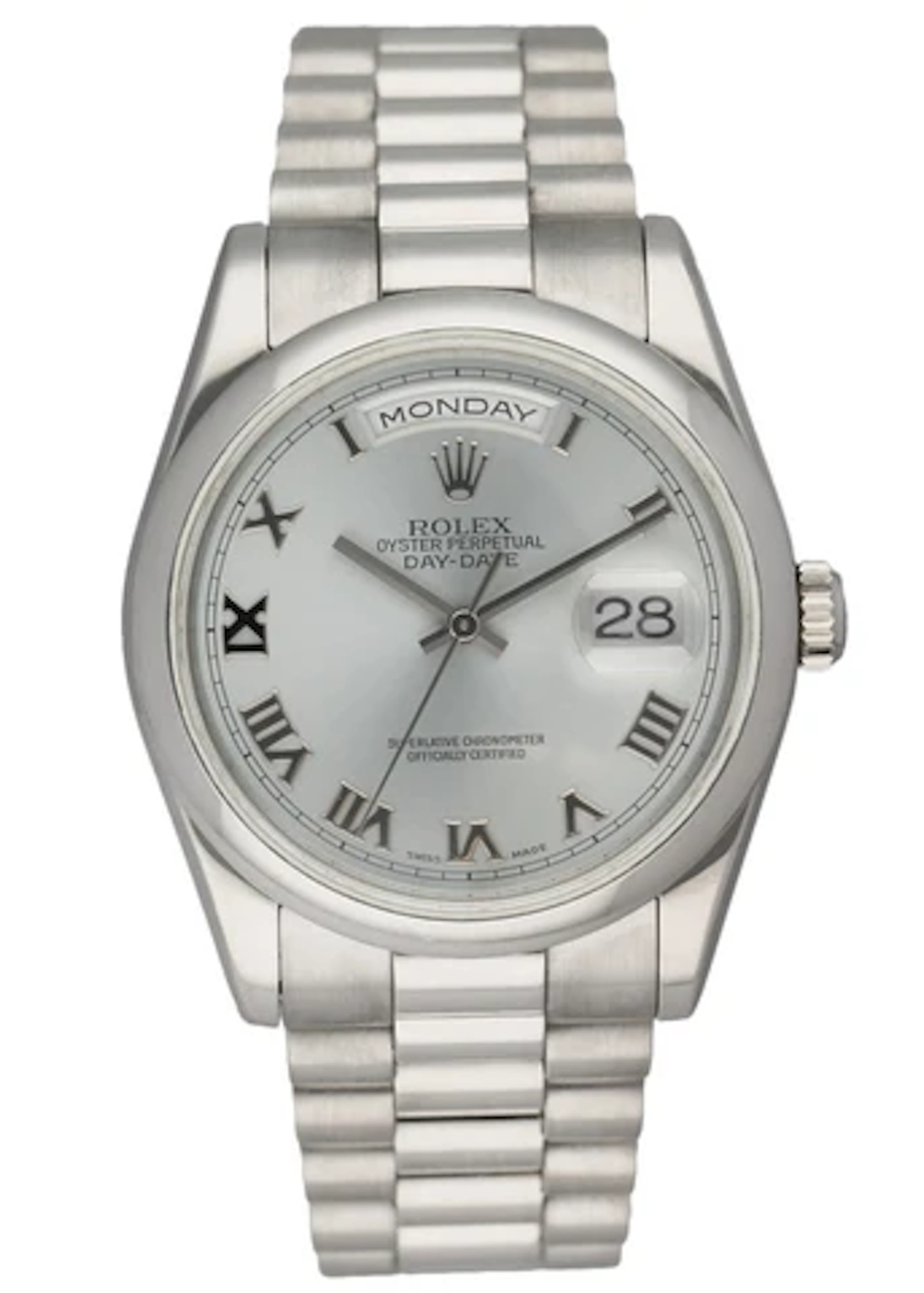Rolex Day-Date 118206 Platinum Ice Blue Roman Dial Men's Watch
