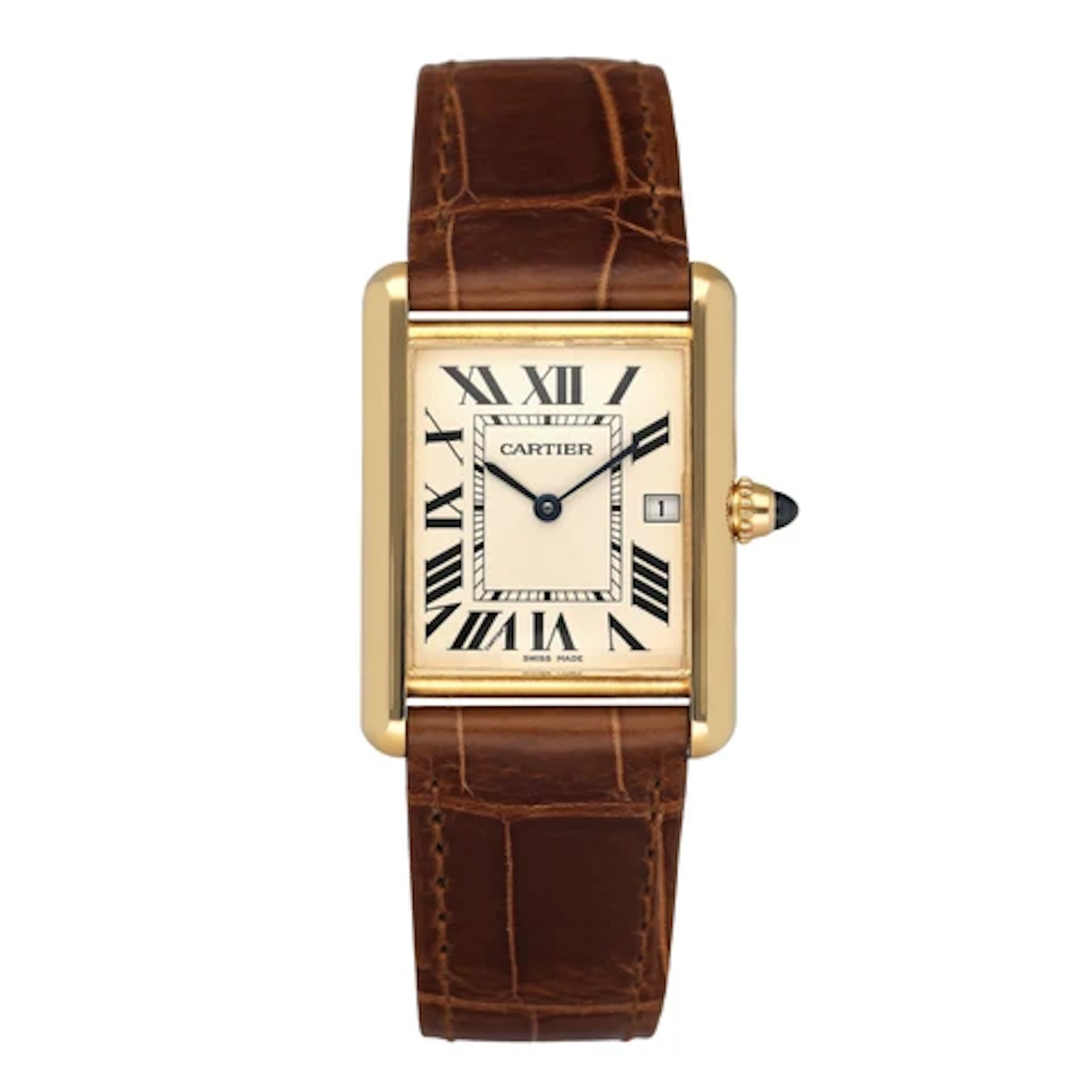 Cartier Tank Louis W1529756 18K Yellow Gold Mens Watch Box Papers