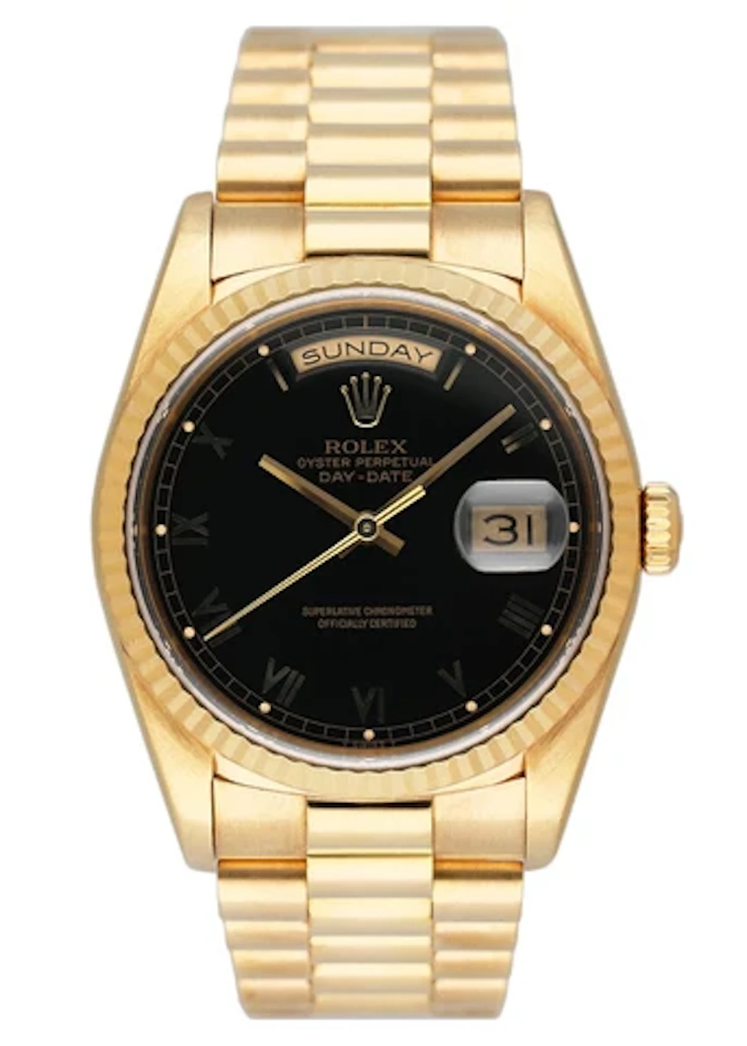 Rolex Day-Date President 18238 Black Dial Watch Box Papers