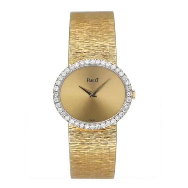 Piaget 9806 A6 Diamond Champagne Dial 18K Yellow Gold Ladies Watch