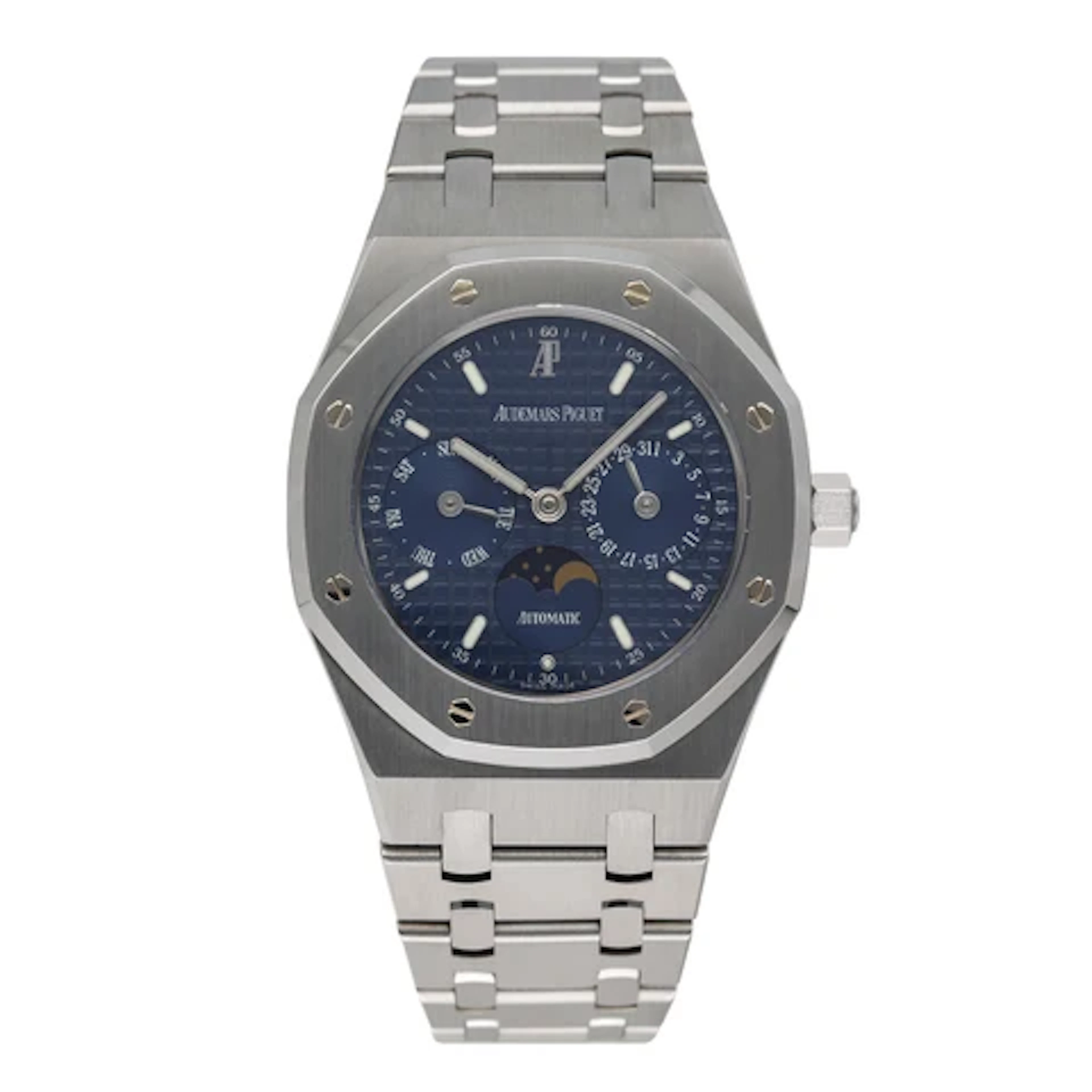 Audemars Piguet Royal Oak 25594ST Blue Dial Moonphase Mens Watch Box Papers