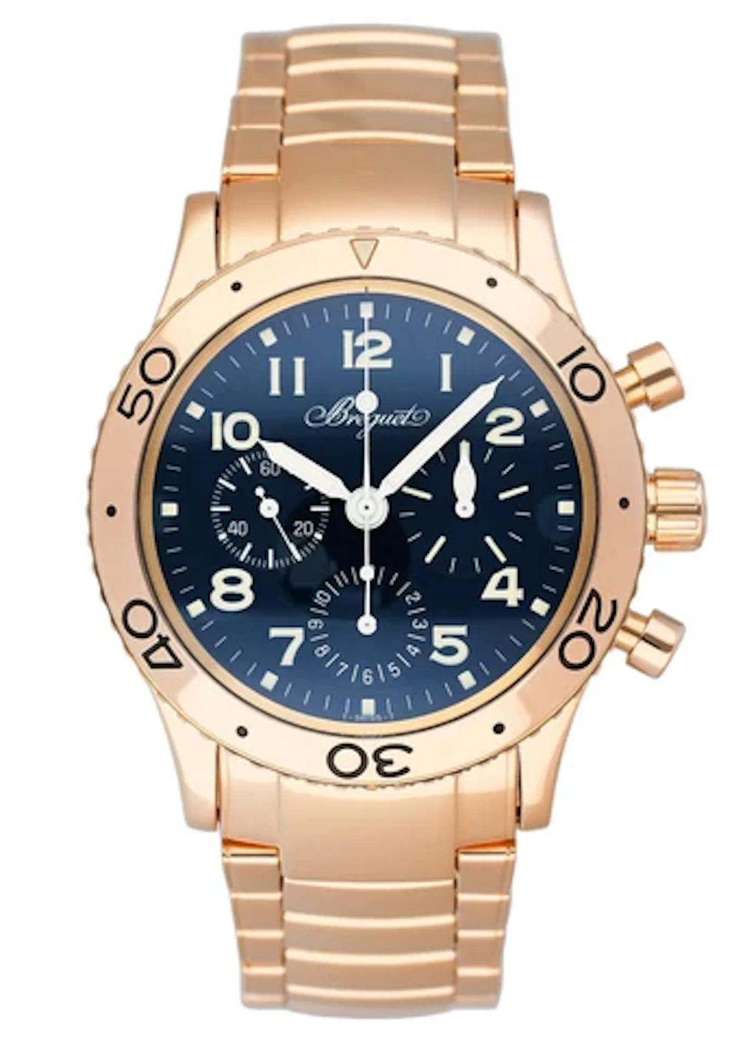 Breguet Type XX 3800 Blue Dial 18K Rose Gold Mens Watch