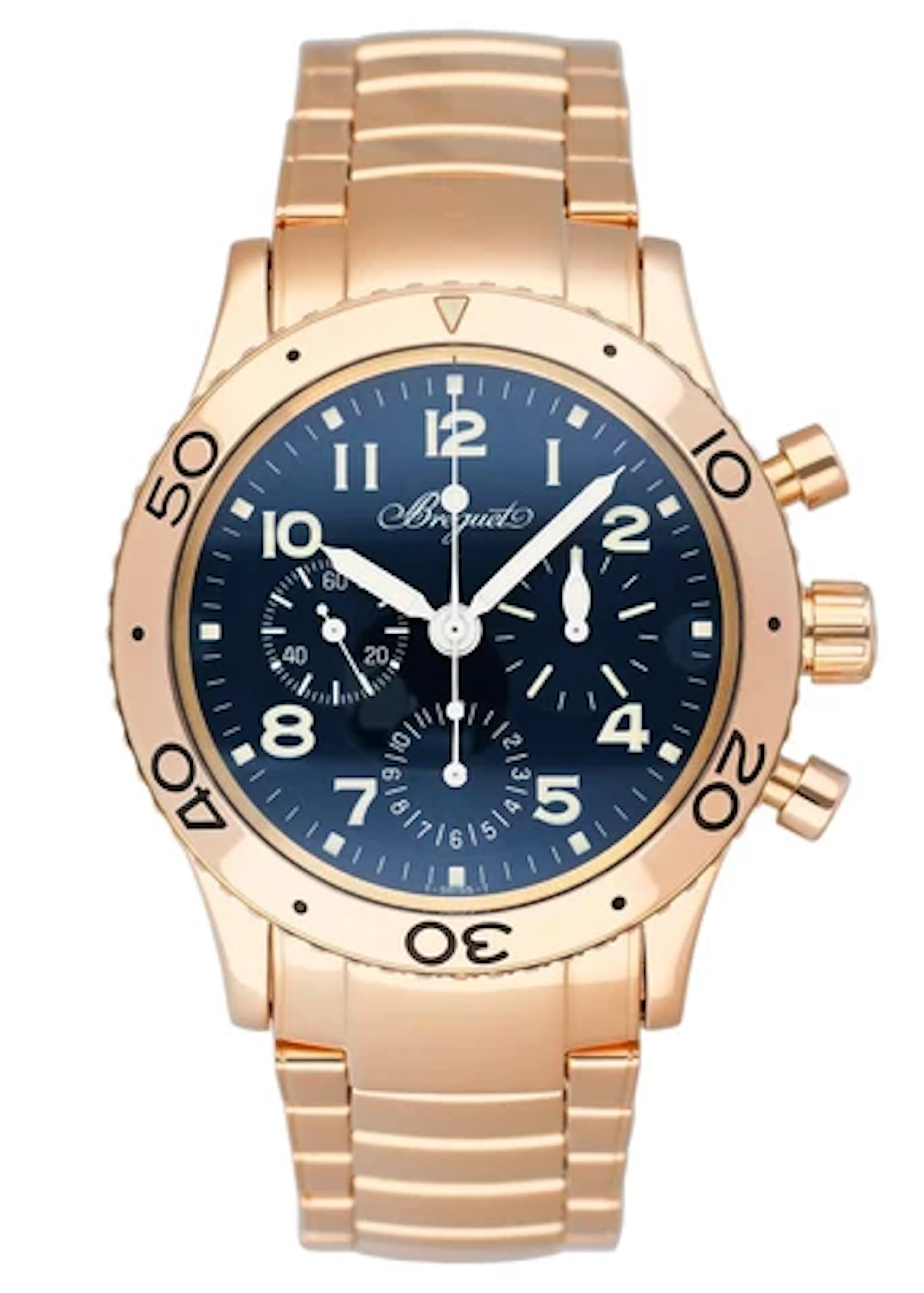 Breguet Type XX 3800 Blue Dial 18K Rose Gold Mens Watch