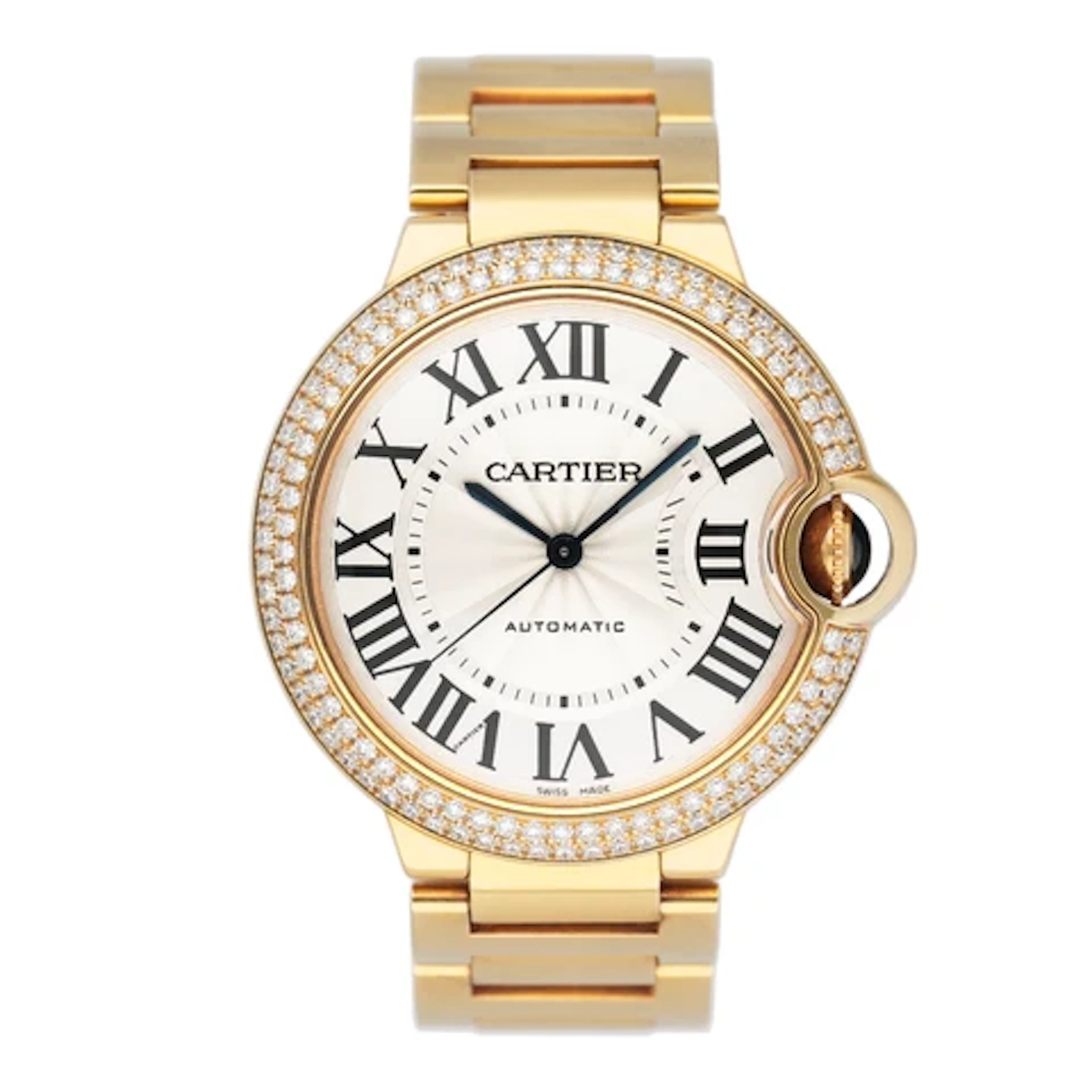 Cartier Ballon Bleu WE9004Z3 Diamond Bezel 18K Yellow Gold Ladies