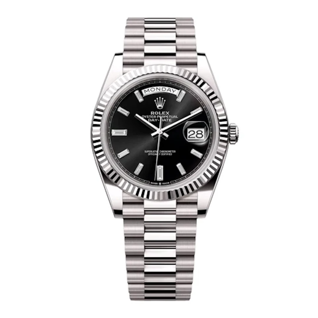 Rolex Day-Date 228239 Diamond Black Dial Mens Watch Box Papers