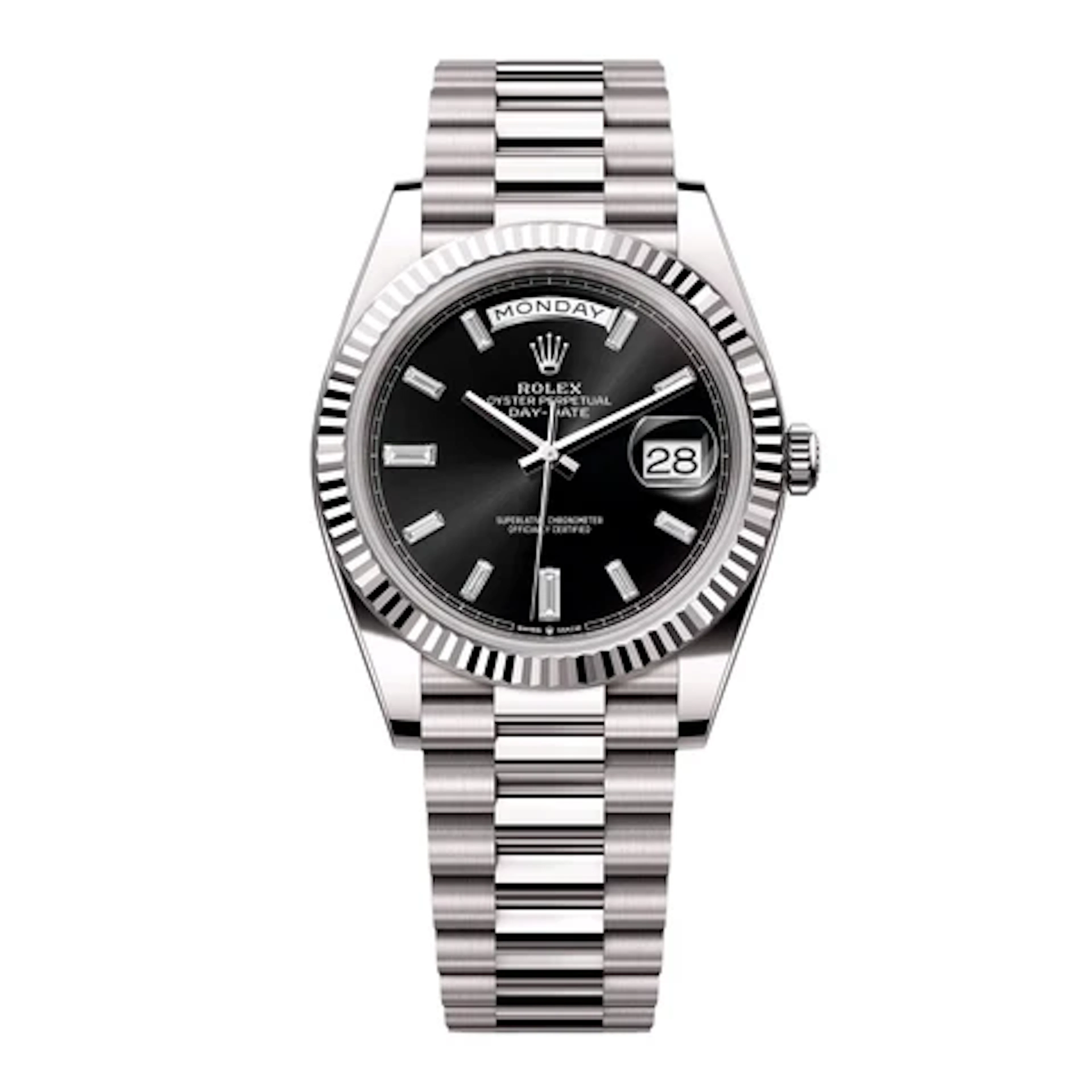 Rolex Day-Date 228239 Diamond Black Dial Mens Watch Box Papers
