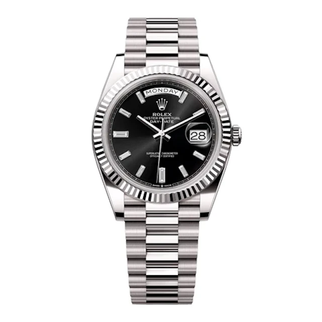 Rolex Day-Date 228239 Diamond Black Dial Mens Watch Box Papers