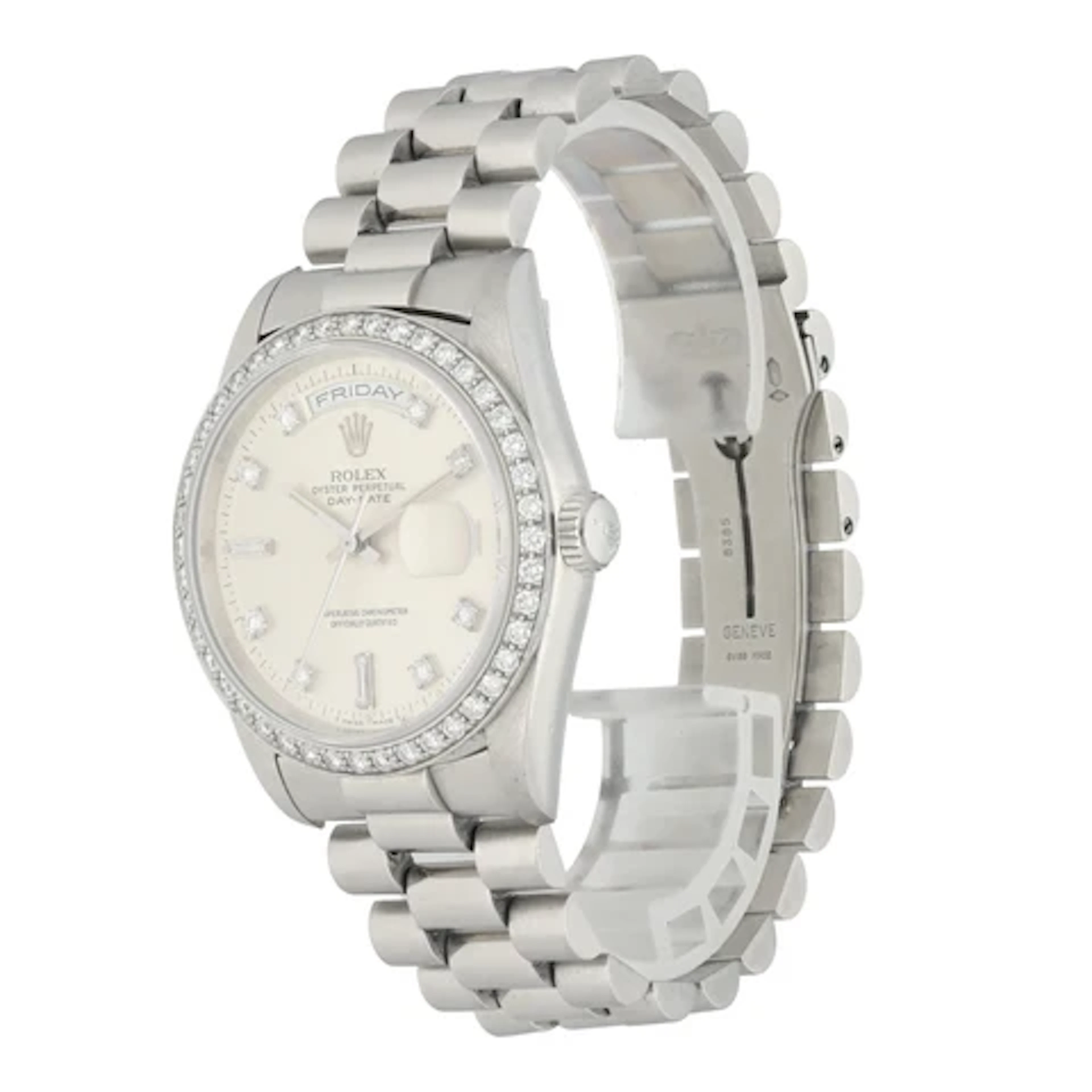 Rolex Day-Date President 18346 Platinum Diamond Mens Watch