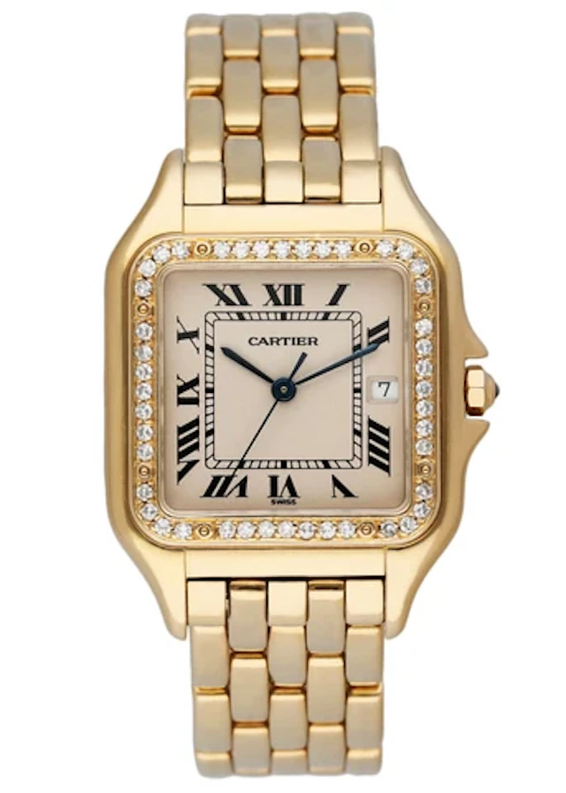 Cartier Panthere Large Size Diamond 18K Yellow Gold Watch