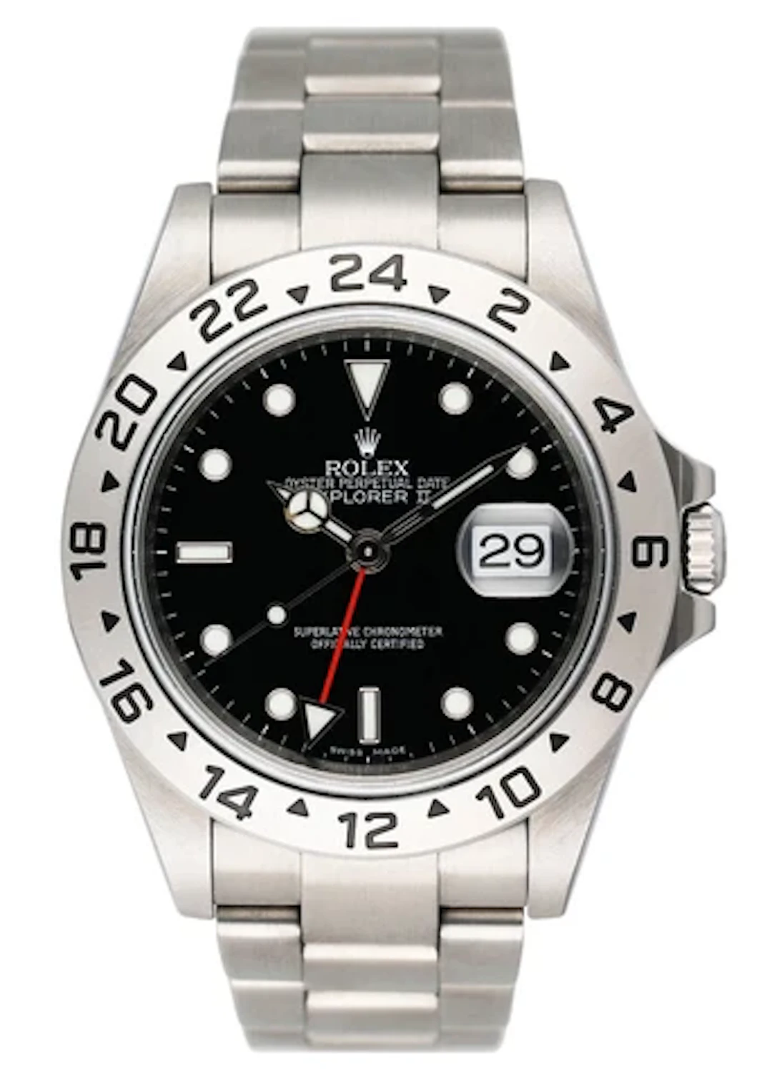 Rolex Explorer II 16570 Black Dial Engraved Mens Watch Box Papers