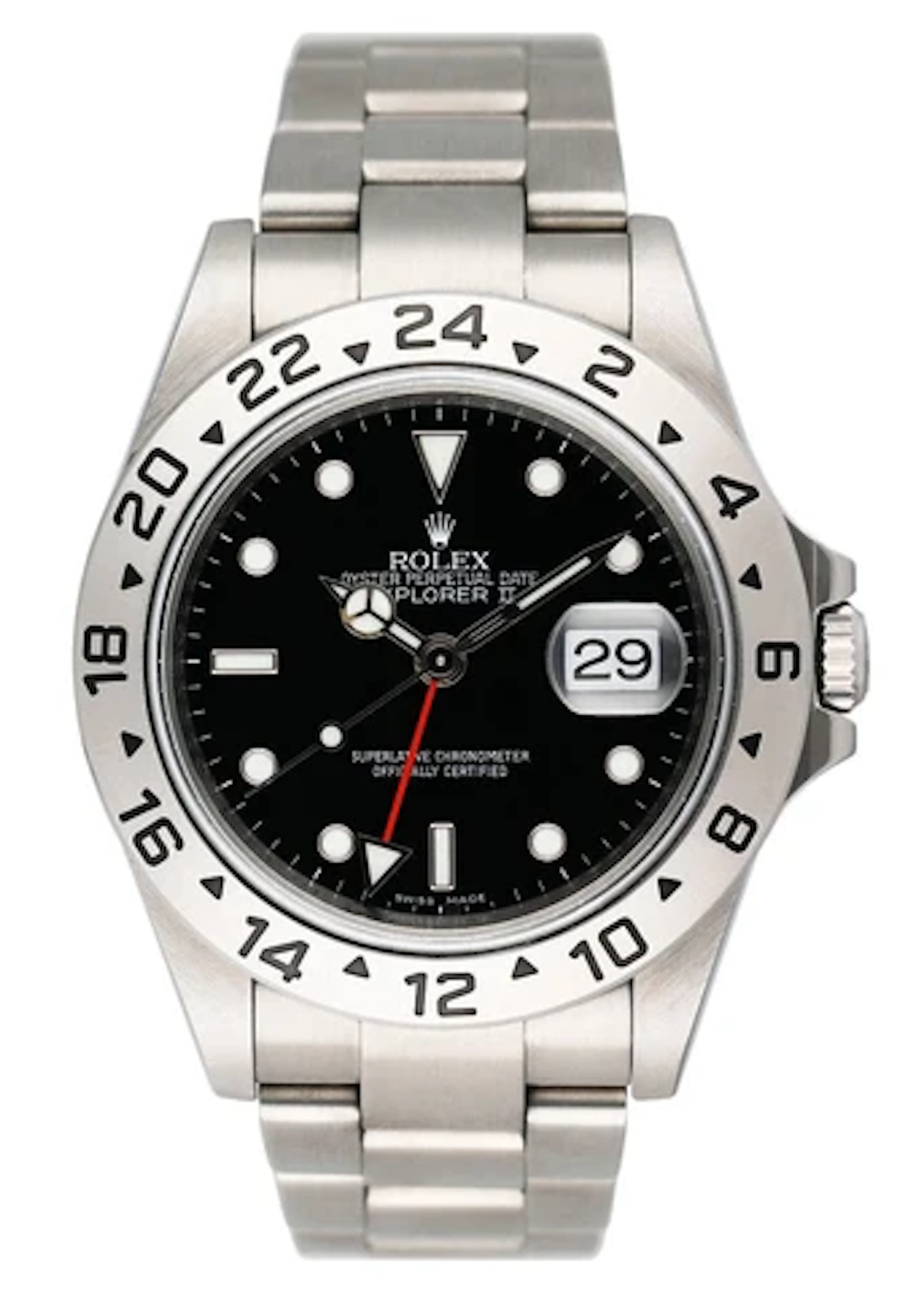 Rolex Explorer II 16570 Black Dial Engraved Mens Watch Box Papers
