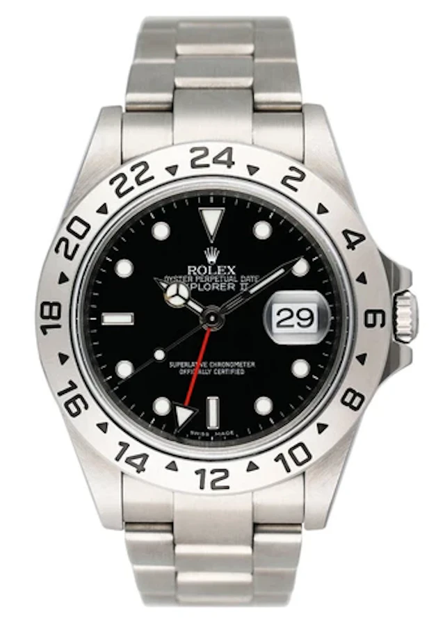 Rolex Explorer II 16570 Black Dial Engraved Mens Watch Box Papers