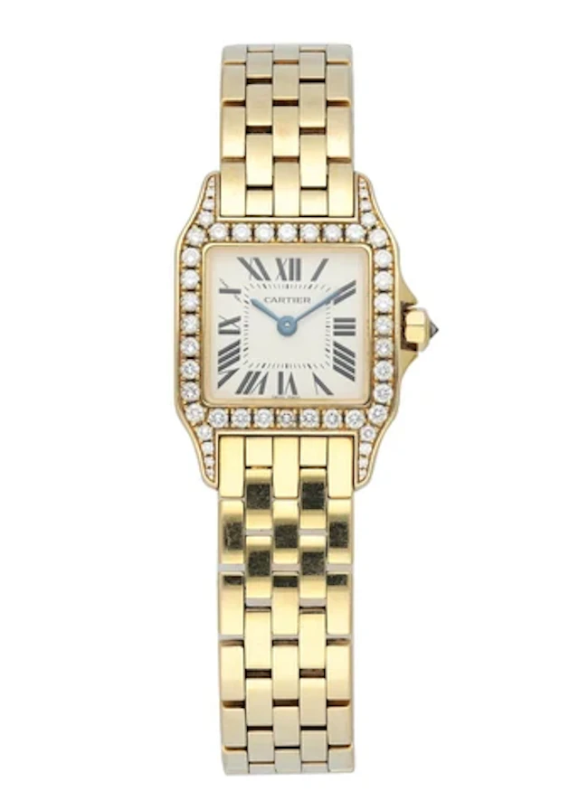 Cartier Santos Demoiselle 2699 Yellow Gold Diamond Ladies Watch Box Papers