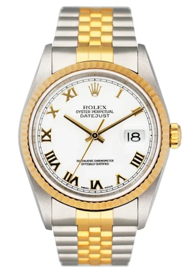 Rolex Datejust 16233 White Dial Two Tone Mens Watch Box Papers