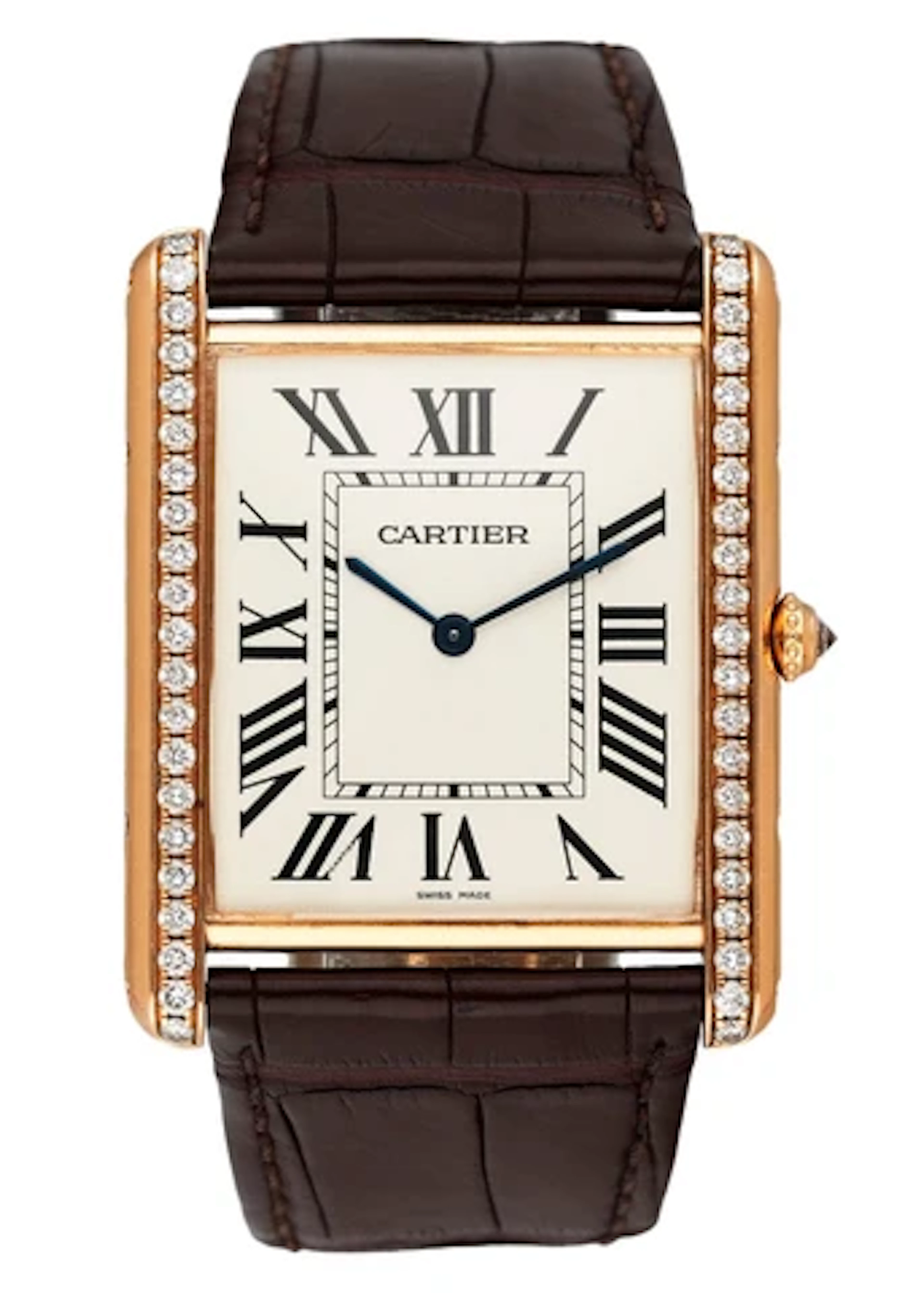 Cartier Tank Louis XL WT200005 Diamond 18K Rose Gold Mens Watch
