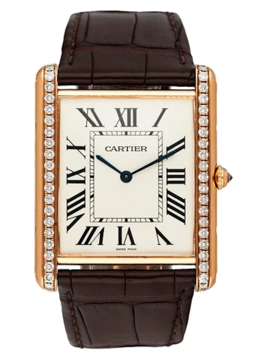 Cartier Tank Louis XL WT200005 Diamond 18K Rose Gold Mens Watch