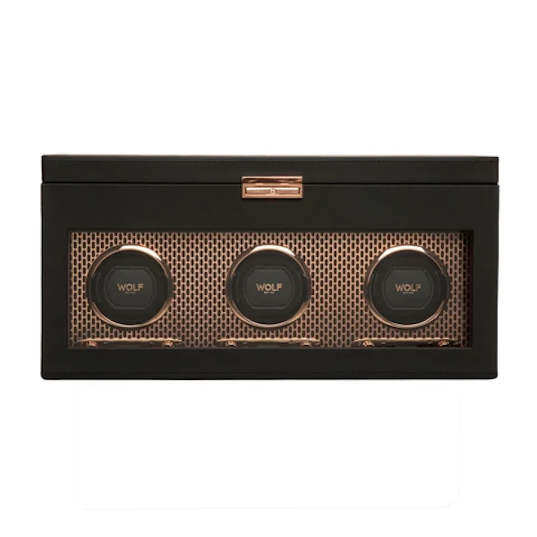 Axis Triple Watch Winder With Storage - Copper