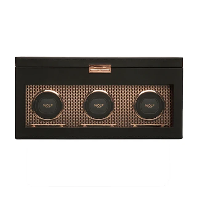 Axis Triple Watch Winder With Storage - Copper