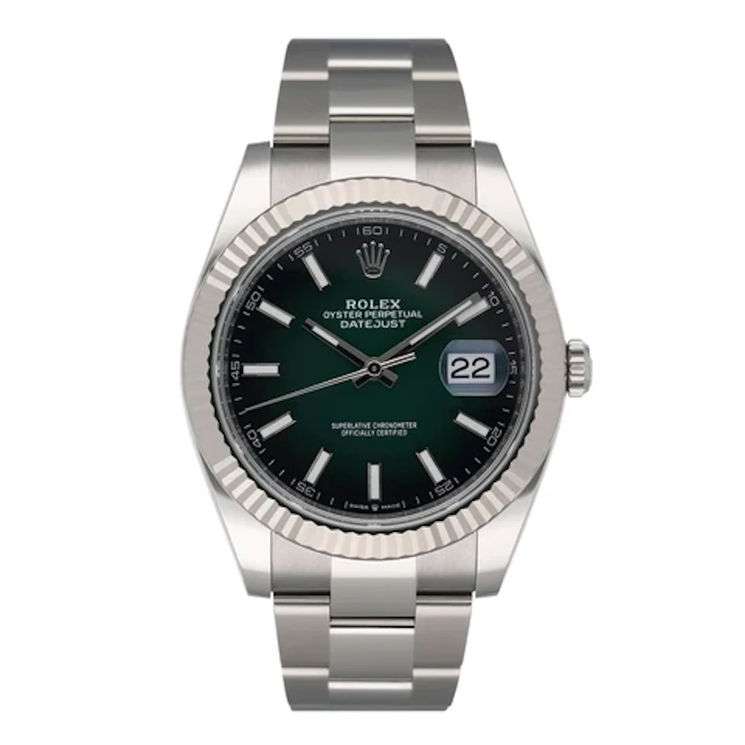 Rolex Datejust 41 126334 Ombré Green Dial Steel Mens Watch Box Papers