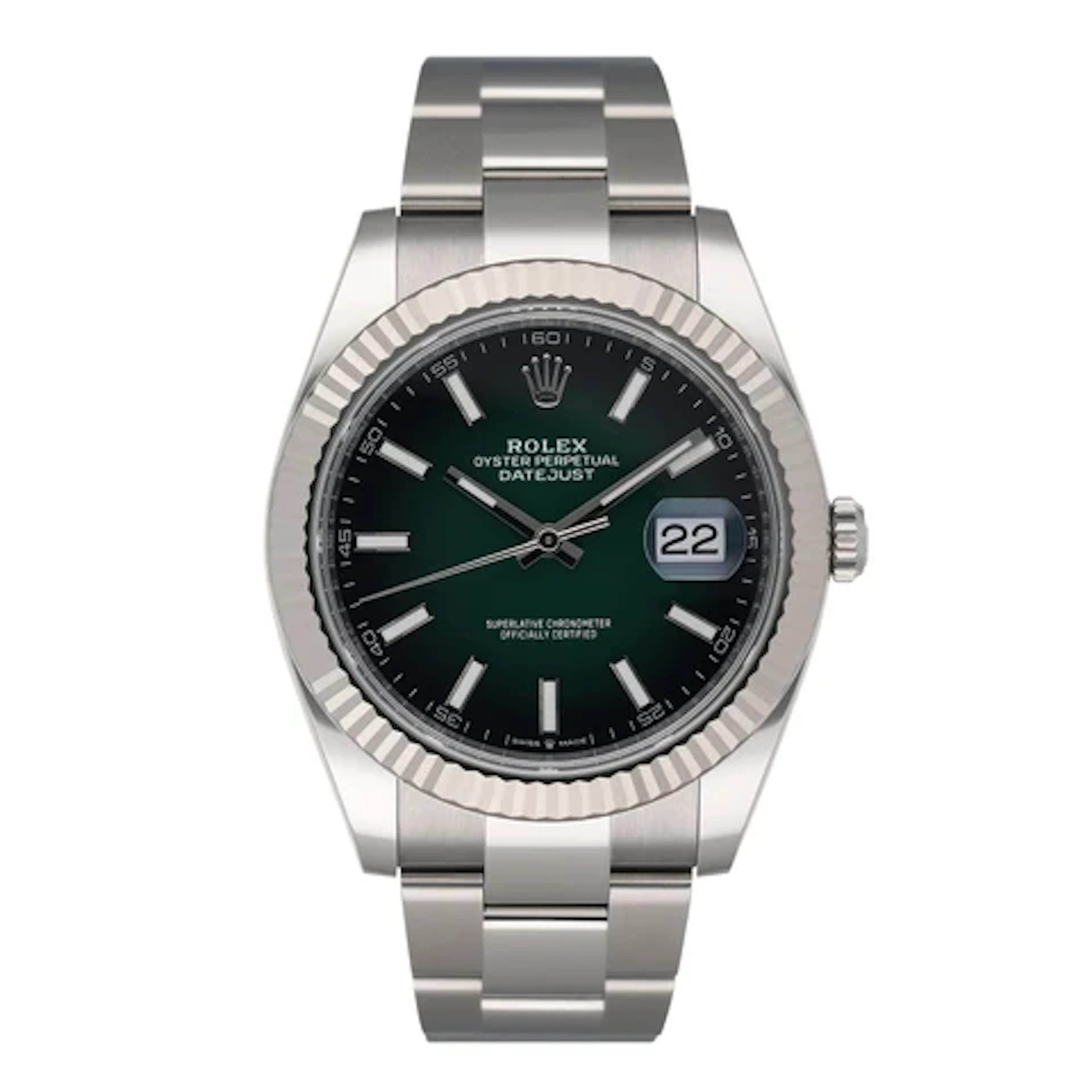 Rolex Datejust 41 126334 Ombré Green Dial Steel Mens Watch Box Papers